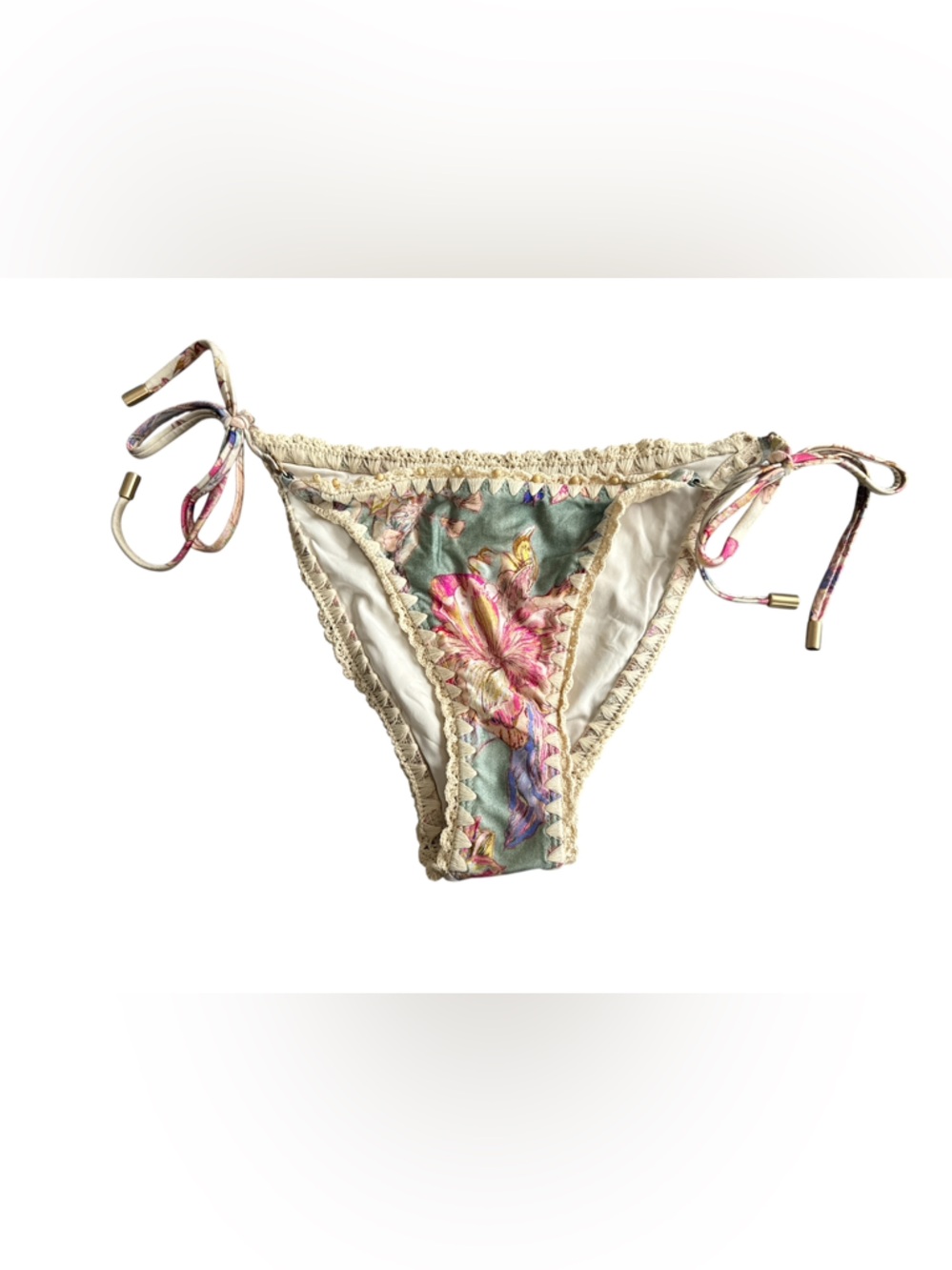Zimmermann Women's Pink Cira Spliced Crochet Bikini Bottom Size 1